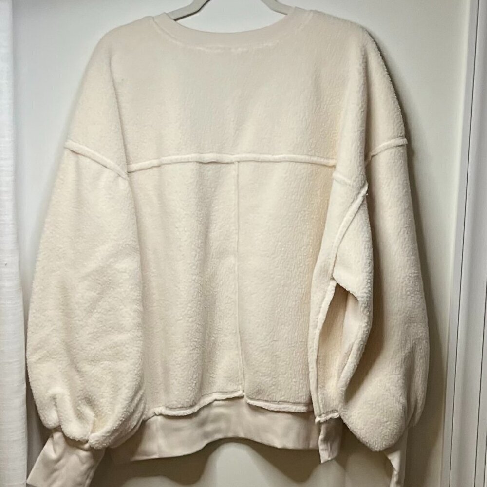 Pilcro Slouchy Crew-Neck Sweatshirt in Ivory Size XL - Picture 4 of 10